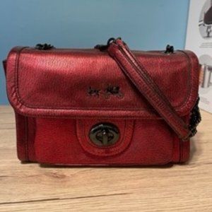 Coach F33553 Metallic Red Ranger Flap Crossbody